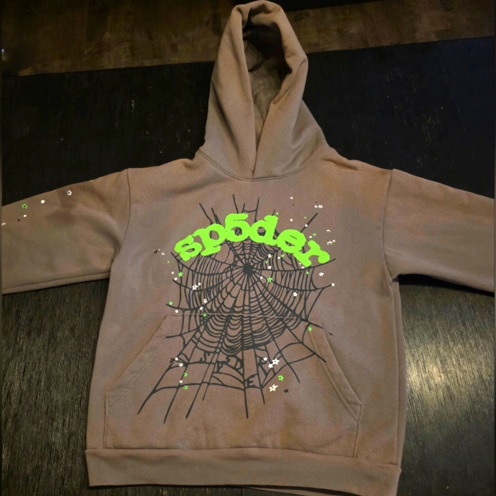 Sp5der Wait web Hoodie "Slate Grey"